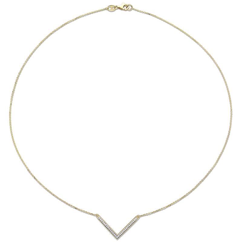 Miadora Signature Collection 14k Yellow Gold 1/7ct TDW Diamond V-Shaped Bar Necklace