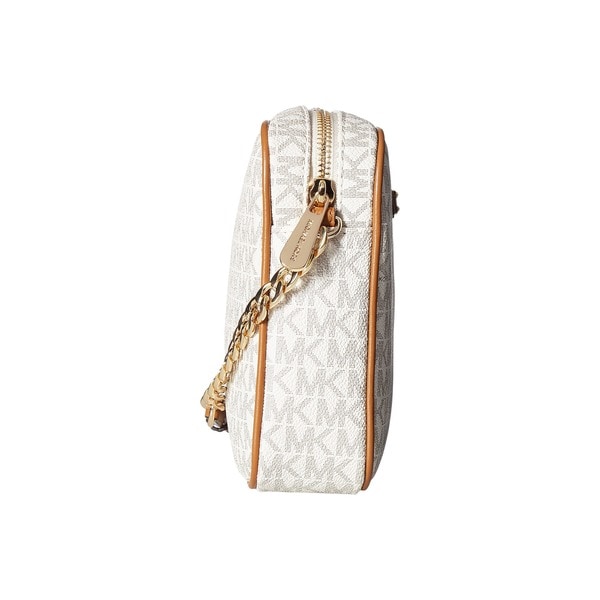 michael kors jet set signature large east west crossbody vanilla