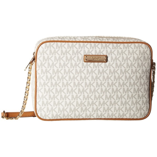 michael kors jet set travel vanilla large logo crossbody handbag