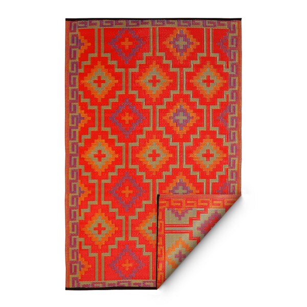 Fab Habitat Lhasa Indoor Outdoor Rug Orange Violet 5 X 8 India
