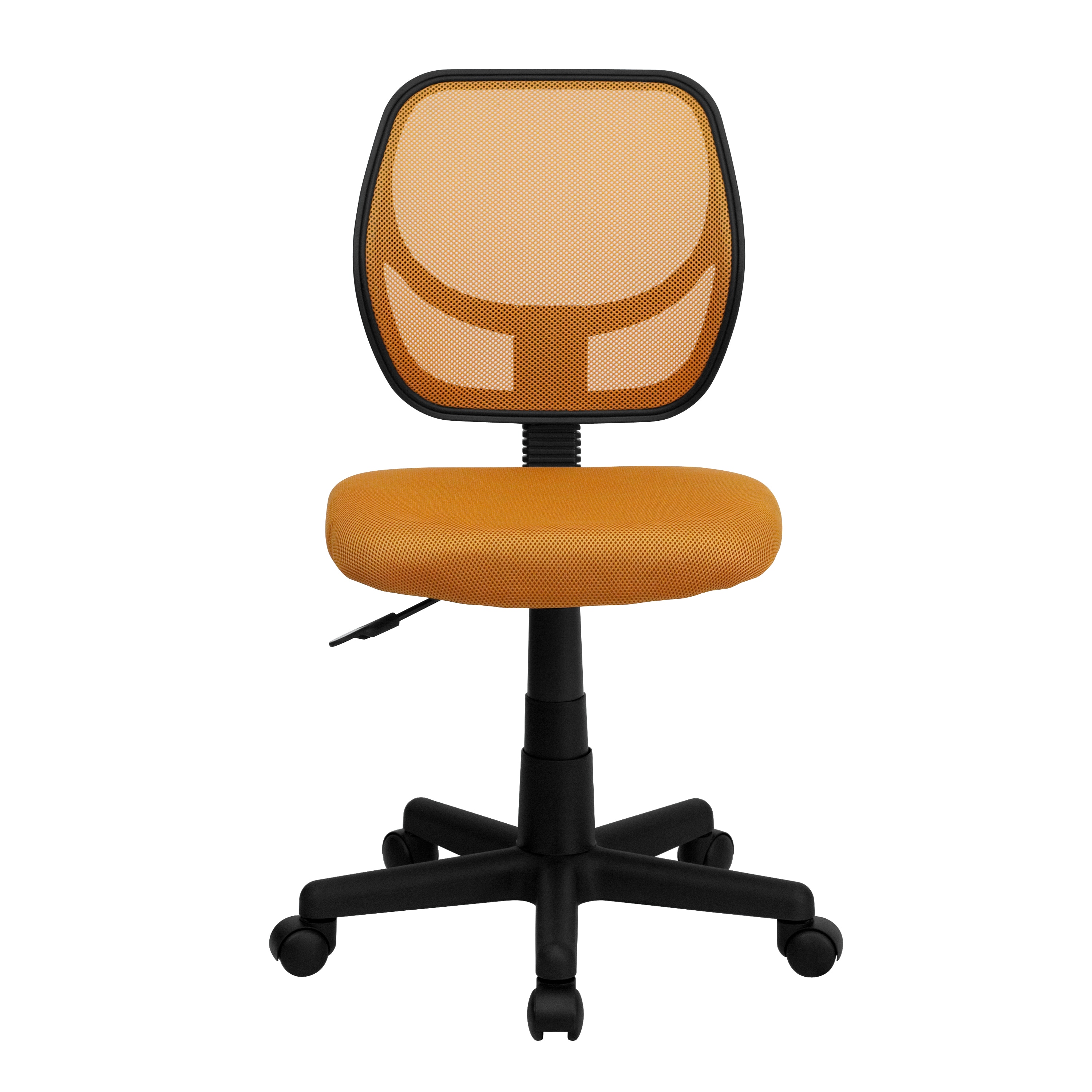 Ventilated Mesh Orange Armless Swivel Office Chair with Pneumatic Seat Height Adjustment