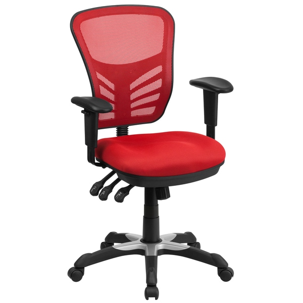 Executive Red Mesh Back Multifunction Swivel Office Chair With Executive Red Mesh Back Multifunction Swivel Office Chair With Triple Paddle Control Mechanism