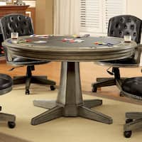 Baletta Traditional Grey Round Game Table with Flippable Cover by FOA