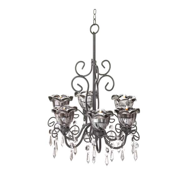 Koehler Home Decor Midnight Blooms Black Metal and Glass Chandelier