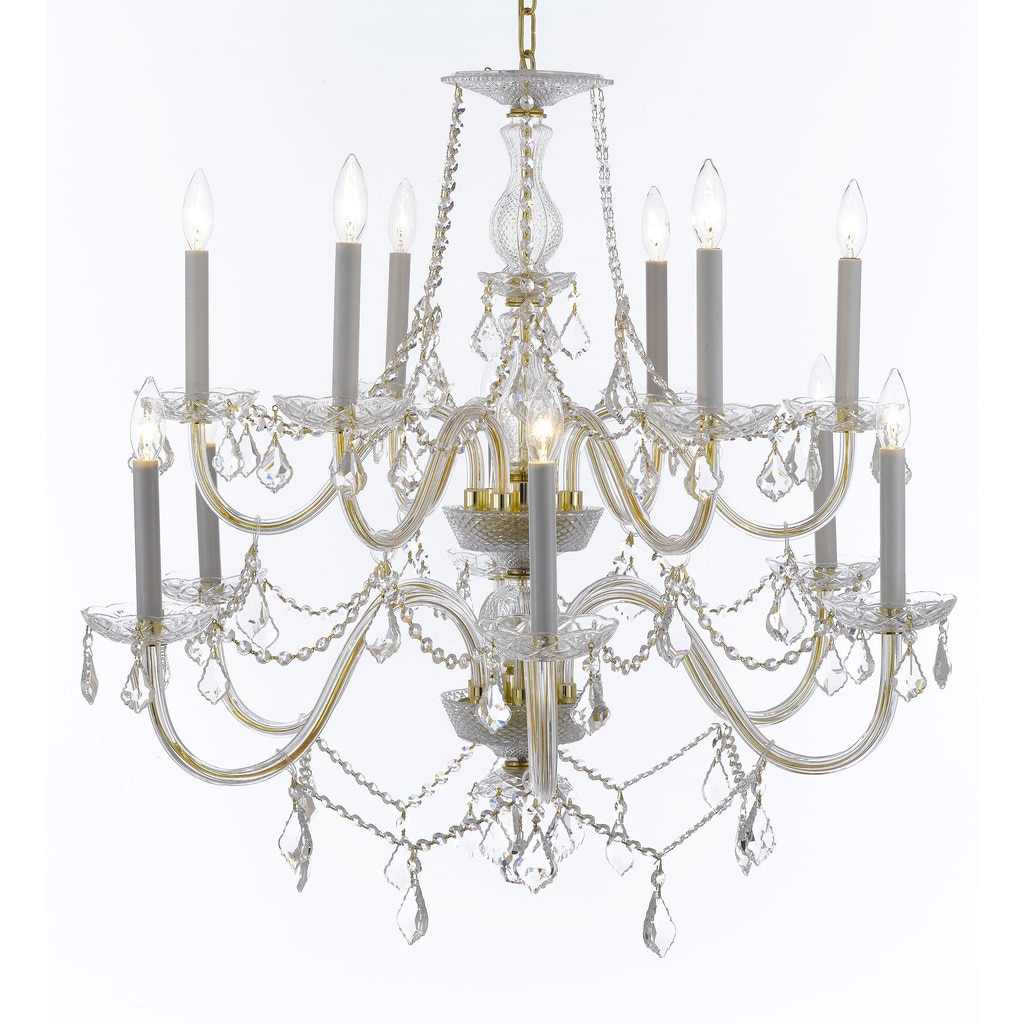 Weinstock 12-light Gold Crystal Chandelier With French Pendelogue Crystal Trim - Chandeliers For Bedrooms by Overstock.com