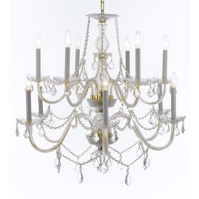 Weinstock 12-light Gold Crystal Chandelier With French Pendelogue Crystal Trim