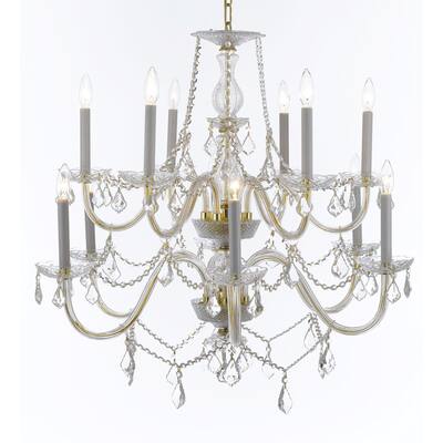 Weinstock 12-light Gold Crystal Chandelier With French Pendelogue Crystal Trim