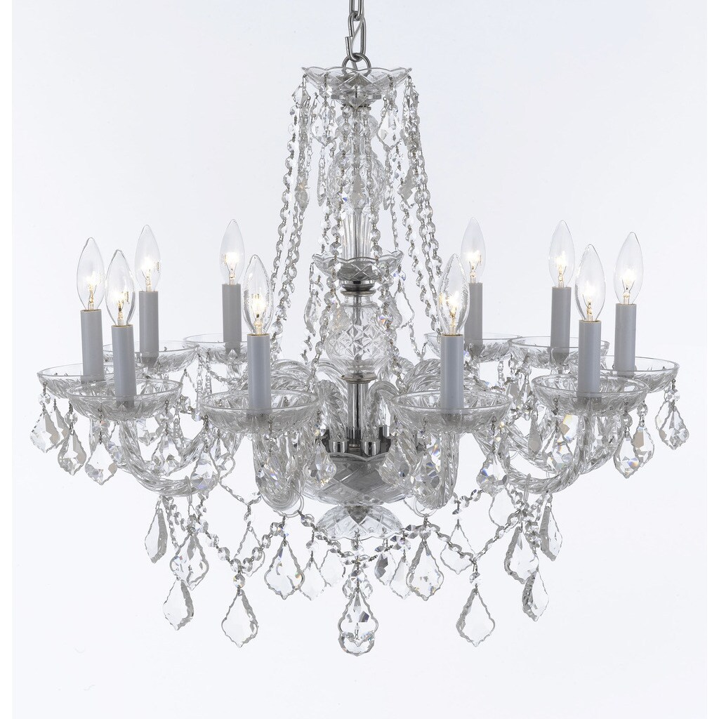 Weinstock 12-light Chrome and Crystal Chandelier With French Pendelogue Crystal Trim - Chandeliers For Bedrooms by Overstock.com