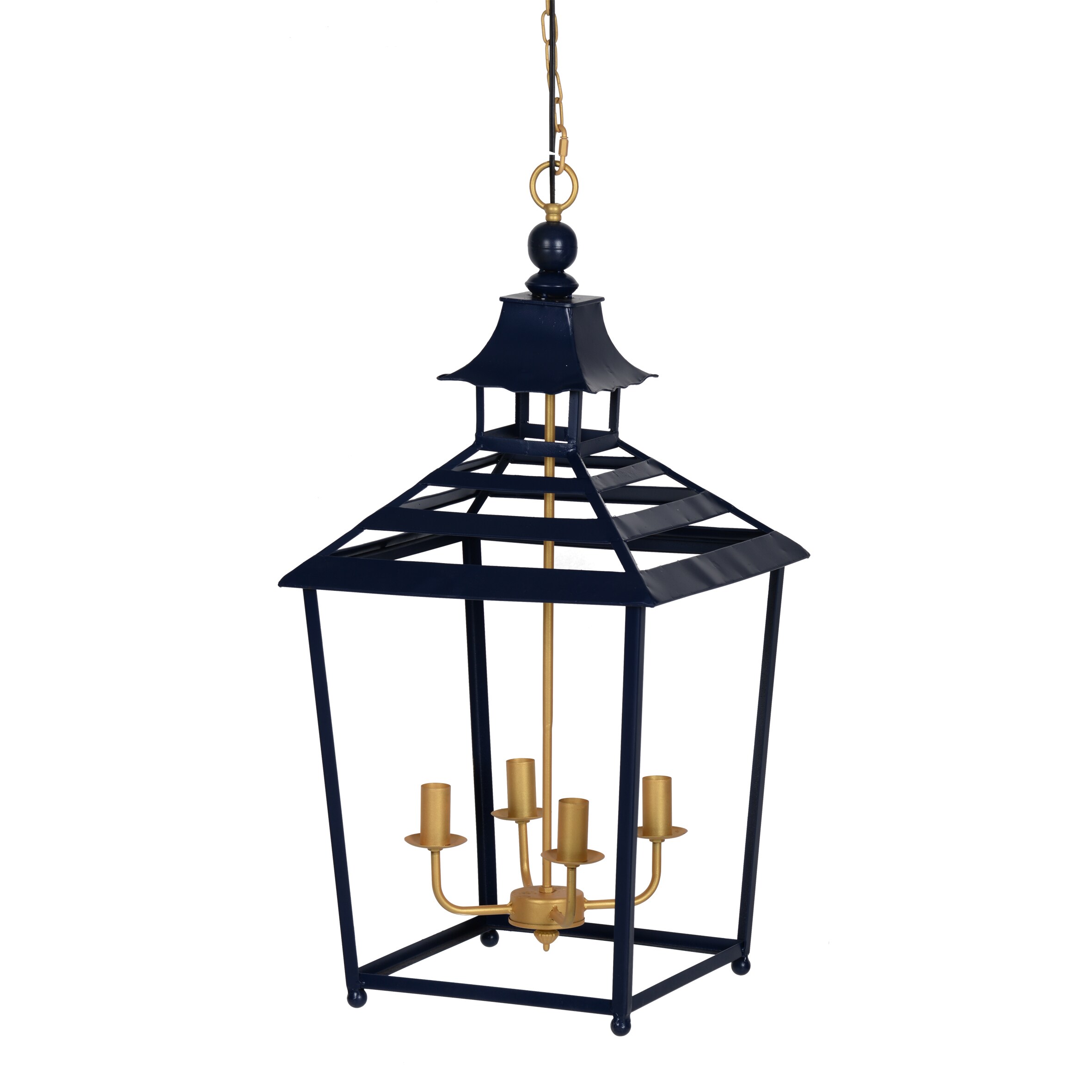 Chateau Black Metal Golden Accents 4-light Chandelier (34" Chateau Chandelier) - Chandeliers For Bedrooms by Overstock.com