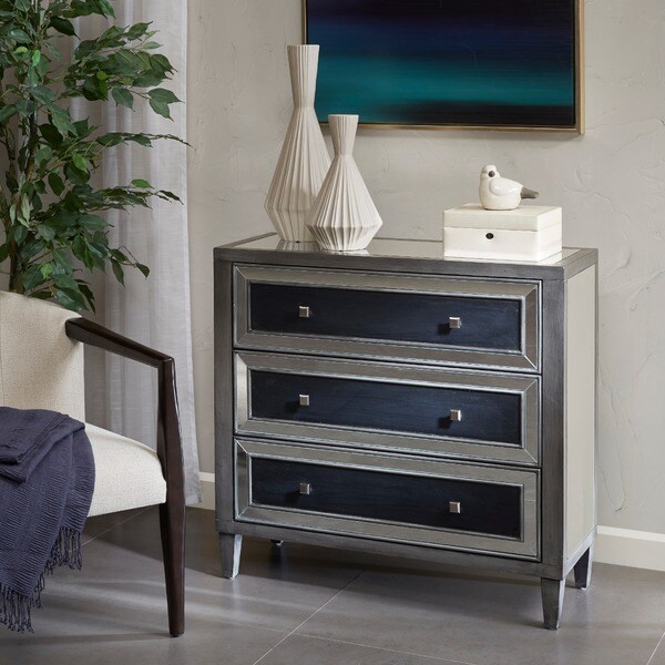 Shop Madison Park Tulsa Silver/ Black 3-Drawer Chest - On Sale - Free Shipping Today - Overstock ...