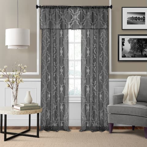 Elrene Montego Burnout Trellis Sheer Window Curtain
