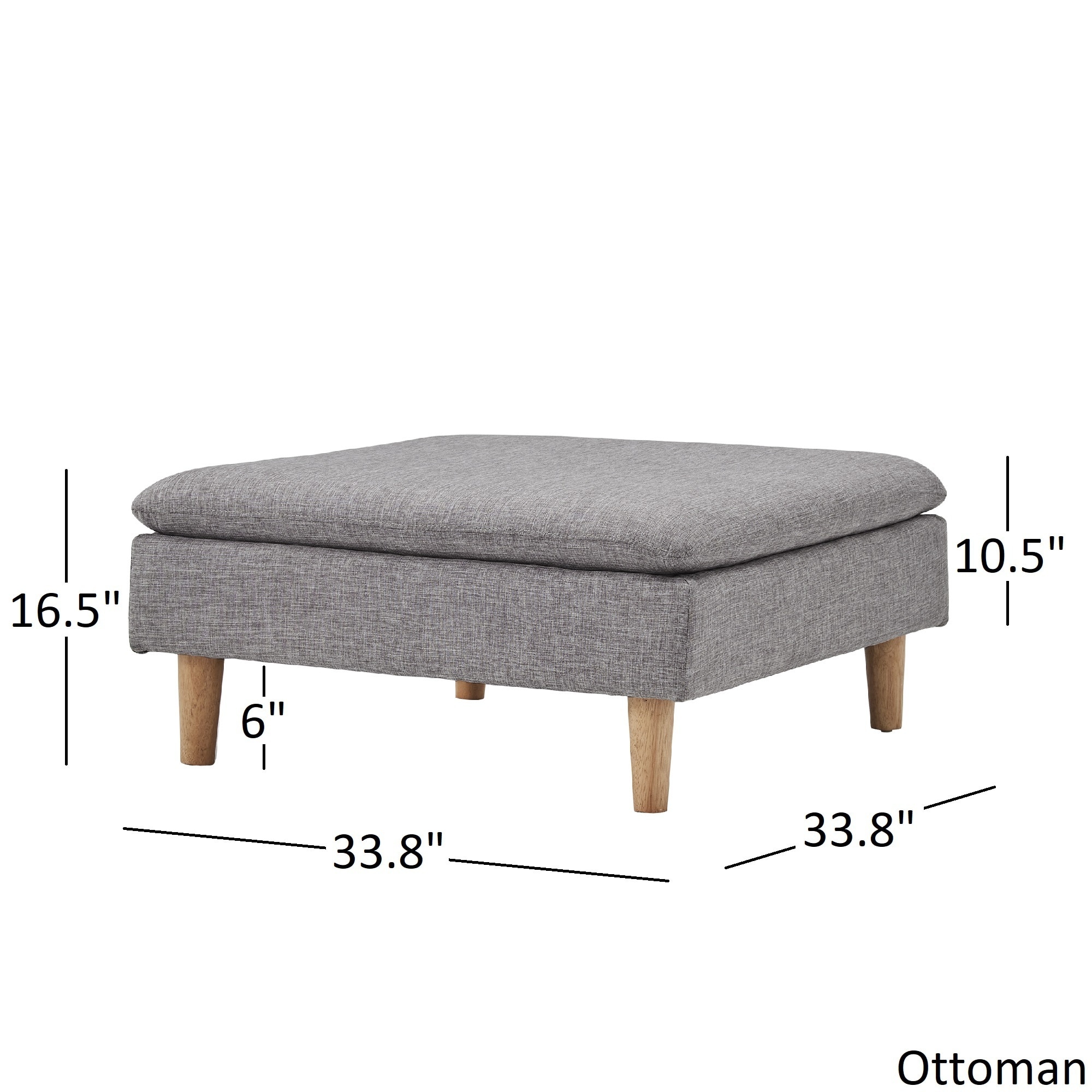 Malina Modular Mid Century Chair and Ottoman by iNSPIRE Q Modern in Dark Grey Linen As Is Item