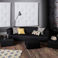Jaxx Zipline Denim Convertible Sleeper Sofa and Ottomans