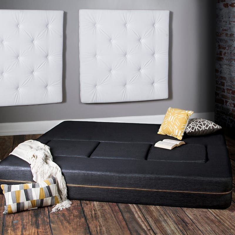 Jaxx Zipline Denim Convertible Sleeper Sofa and Ottomans