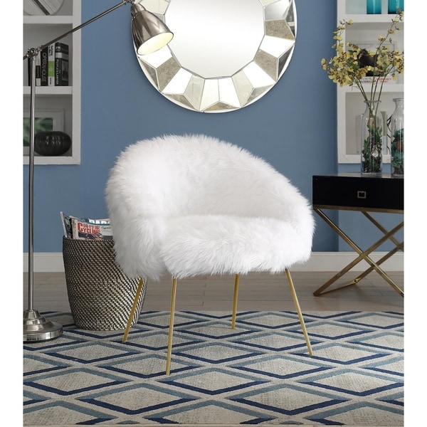 fluffy white dressing table chair