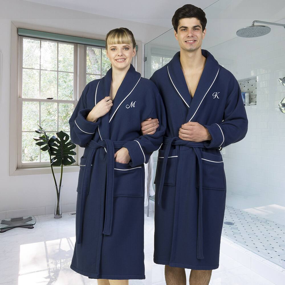 Authentic Hotel and Spa Navy Blue Unisex Turkish Cotton Waffle Weave