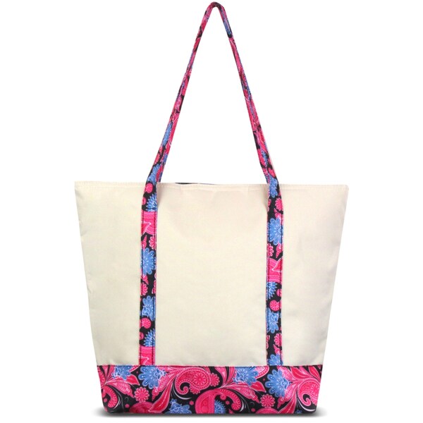 Zodaca Pink Paisley Stylish Small Pinic Outdoor Camping Party Food Drink Storage Insulated Cooler Tote Bag