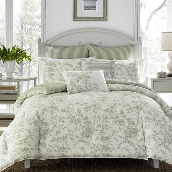 Shop Laura Ashley Natalie King Size Comforter Set In Green As Is