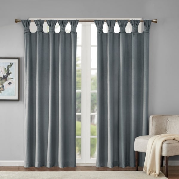 Madison Park London Poly Velvet Twisted Top Single Curtain Panel