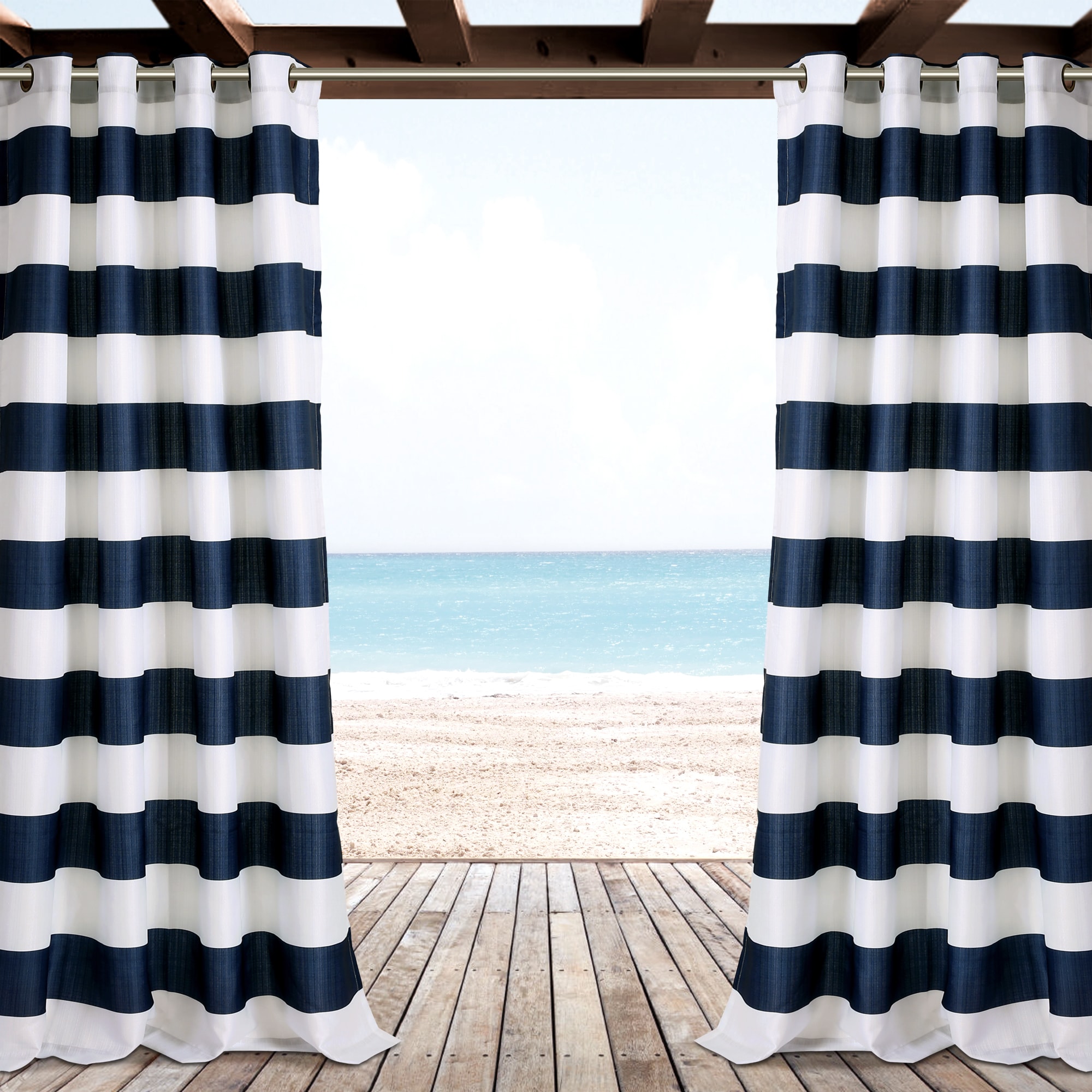 Shop Lush Decor Stripe Outdoor Curtain Panel Pair 52 W X 84 L