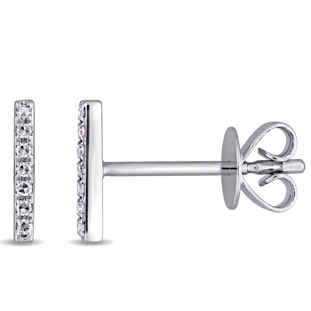Miadora 14k White Gold Diamond Accent Vertical Bar Stud Earrings