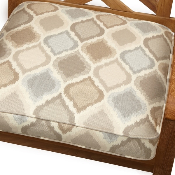Kokomo Teak Dining Chair Cushion with Ikat Sunbrella Fabric Overstock