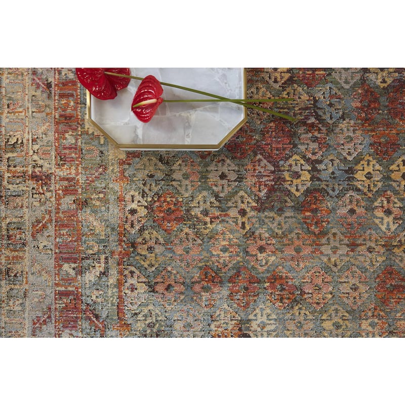 Alexander Home Genova Diamond Fiesta Transitional Border Rug