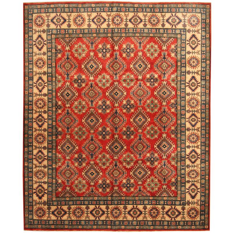 Handmade One-of-a-Kind Kazak Wool Rug (Afghanistan) - 8'1 x 9'10