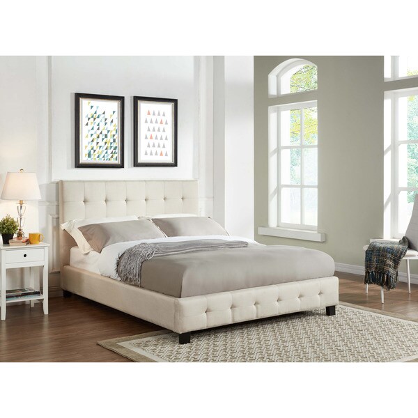 Shop Alexis Cream Upholstered Blind Tufted Bed - Free Shipping Today ...