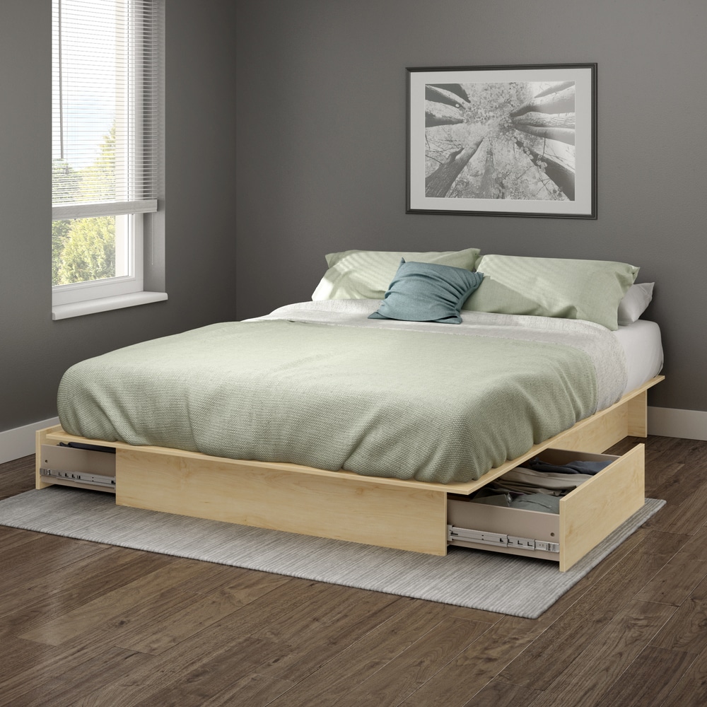 south shore gramercy platform bed with drawers