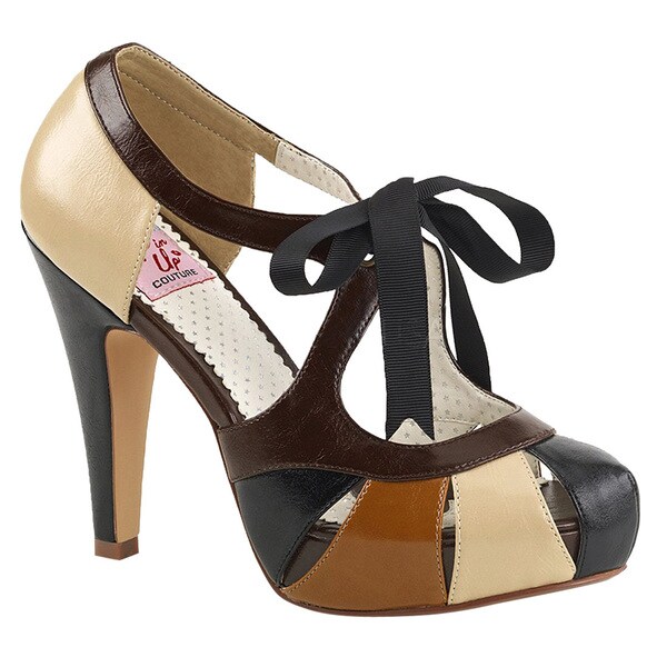 PIN UP COUTURE BETTIE-19 Women's Multi Cut Out Ribbon High Stiletto Heel Sandals