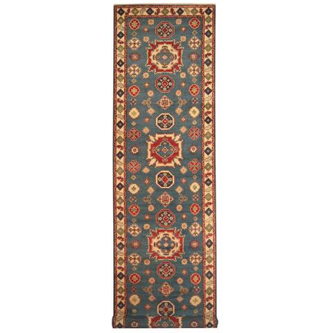 Handmade One-of-a-Kind Kazak Wool Runner (Afghanistan) - 3'11 x 9'4