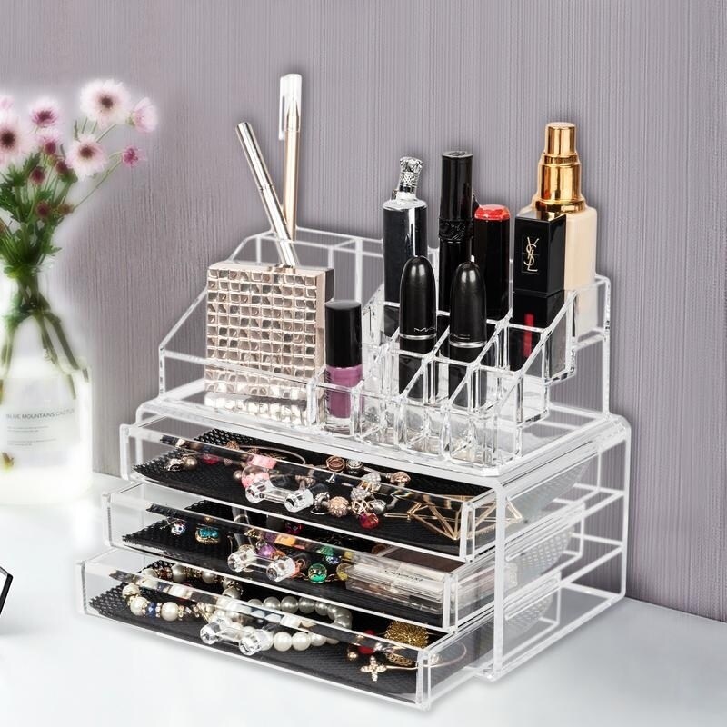 Shop 3 Layer Jewelry Cosmetics Storage Box Acrylic Makeup