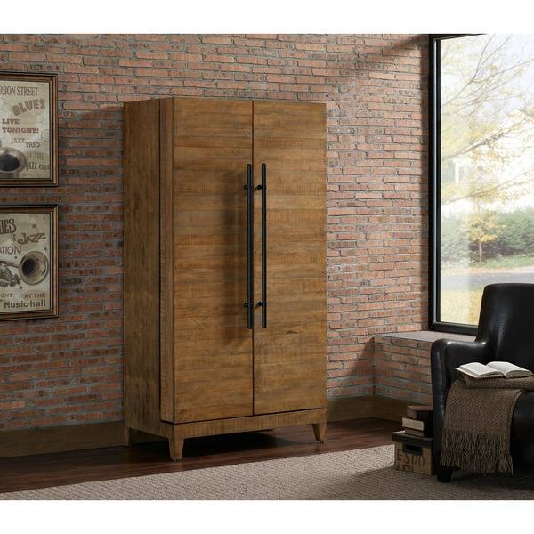 Shop Pendleton Brown Reclaimed Wood Wine Cabinet Free Shipping