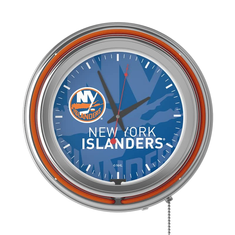 NHL Chrome Double Rung Neon Clock - Watermark - 14.5" x 14.5" x 3"