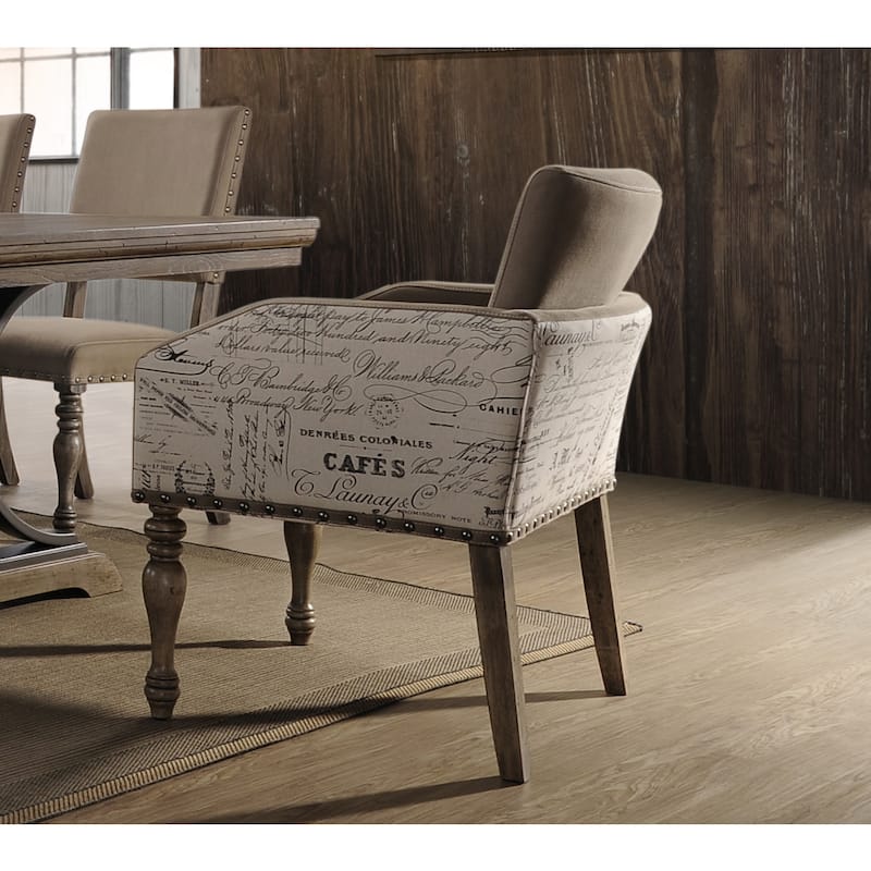 Roundhill Furniture Birmingham Brown Microfiber Script-printed Armchair (Set of 2)