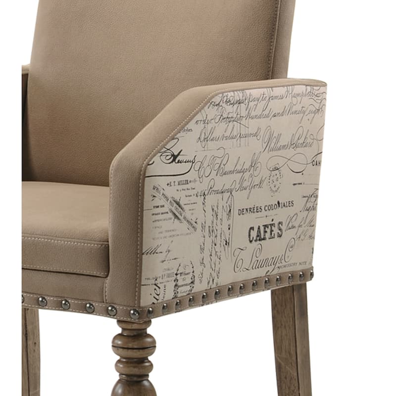 Roundhill Furniture Birmingham Brown Microfiber Script-printed Armchair (Set of 2)
