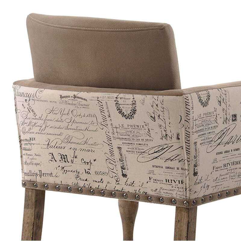 Roundhill Furniture Birmingham Brown Microfiber Script-printed Armchair (Set of 2)