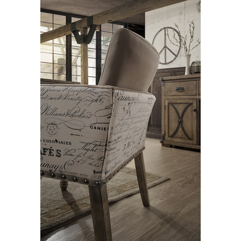 Roundhill Furniture Birmingham Brown Microfiber Script-printed Armchair (Set of 2)