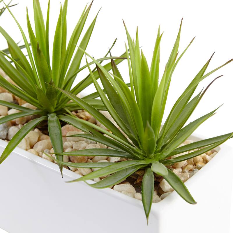 Nearly Natural Mini Agave in Rectangular Ceramic
