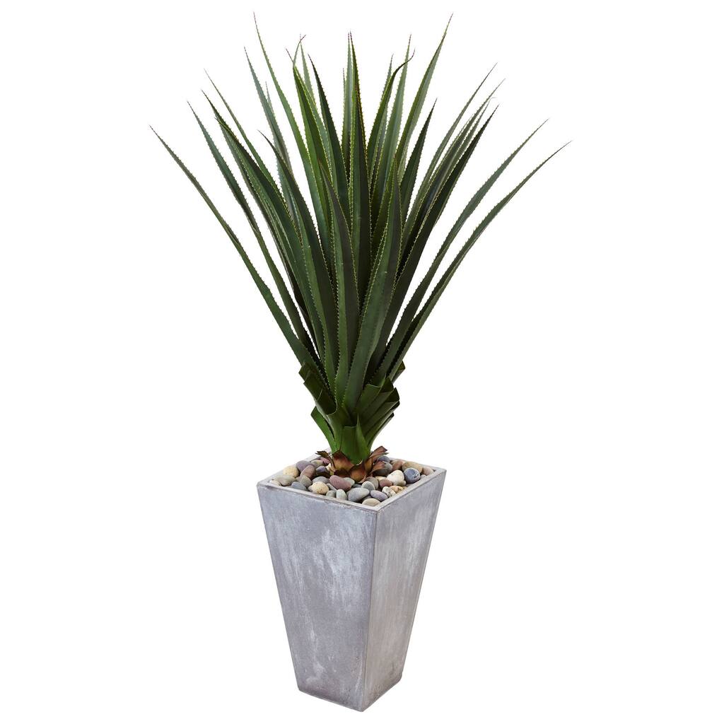 Nearly Natural Cement Spiked Agave Indoor or Outdoor Planter