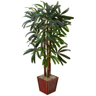 Nearly Natural 5-foot Raphis Palm Tree in Bamboo Planter
