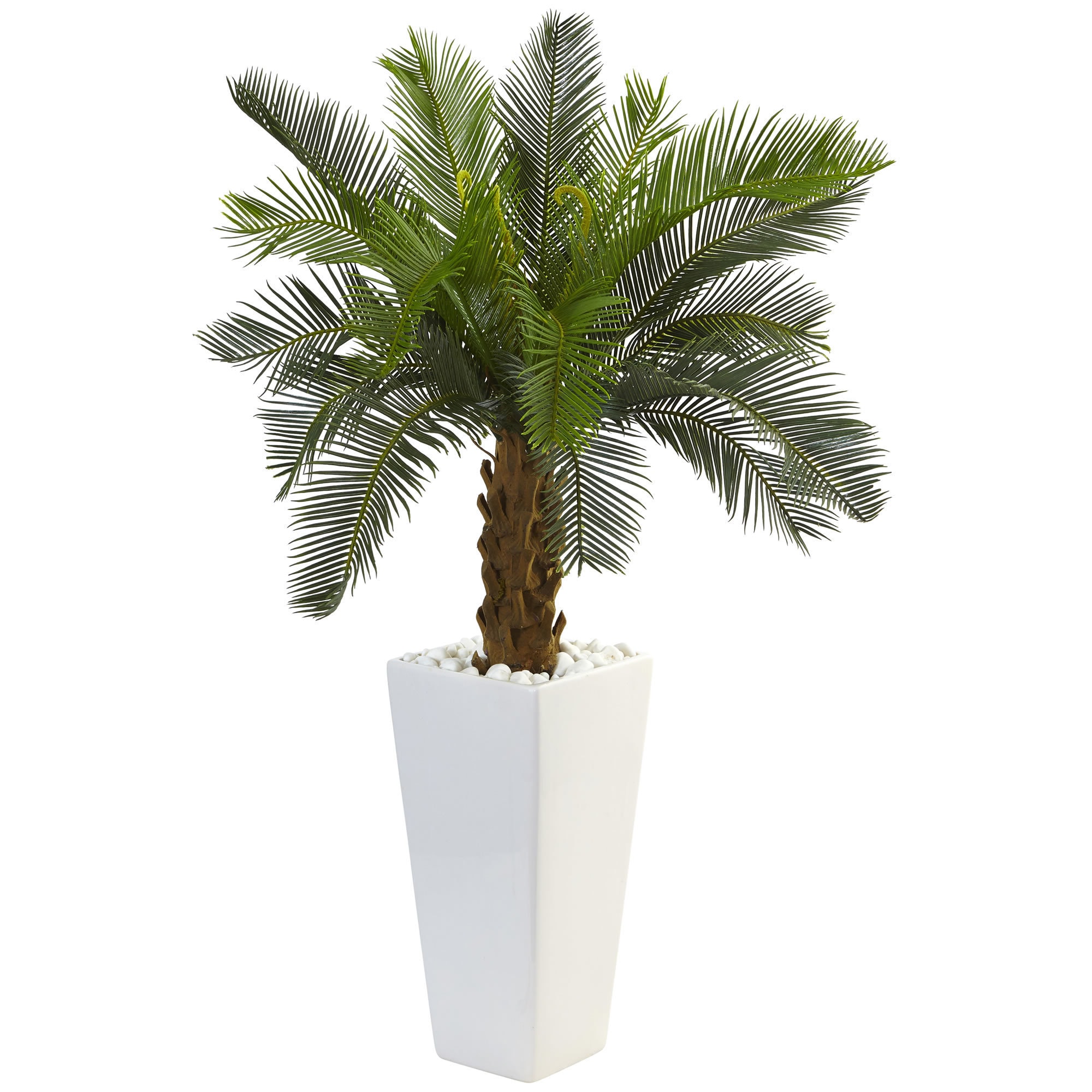 Nearly Natural 3-foot Cycas Tree in White Tower Planter