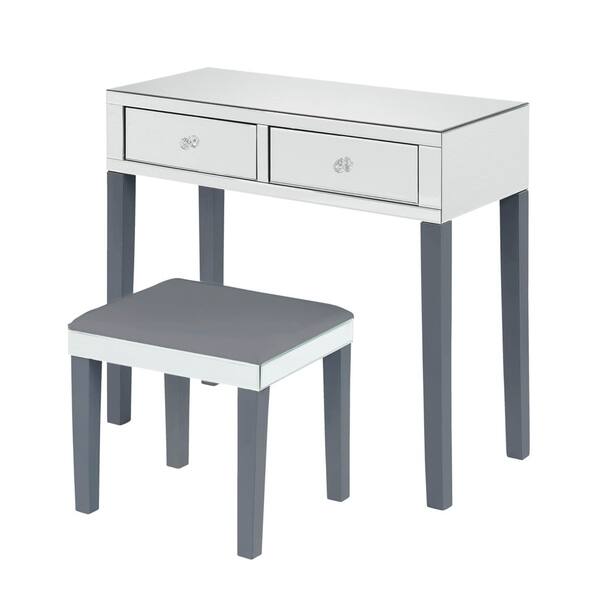 Shop Portia Mirrored 2 Drawer Vanity Corner Vanity Table And