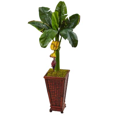 Nearly Natural 3.5-foot Banana Tree in Wooden Planter