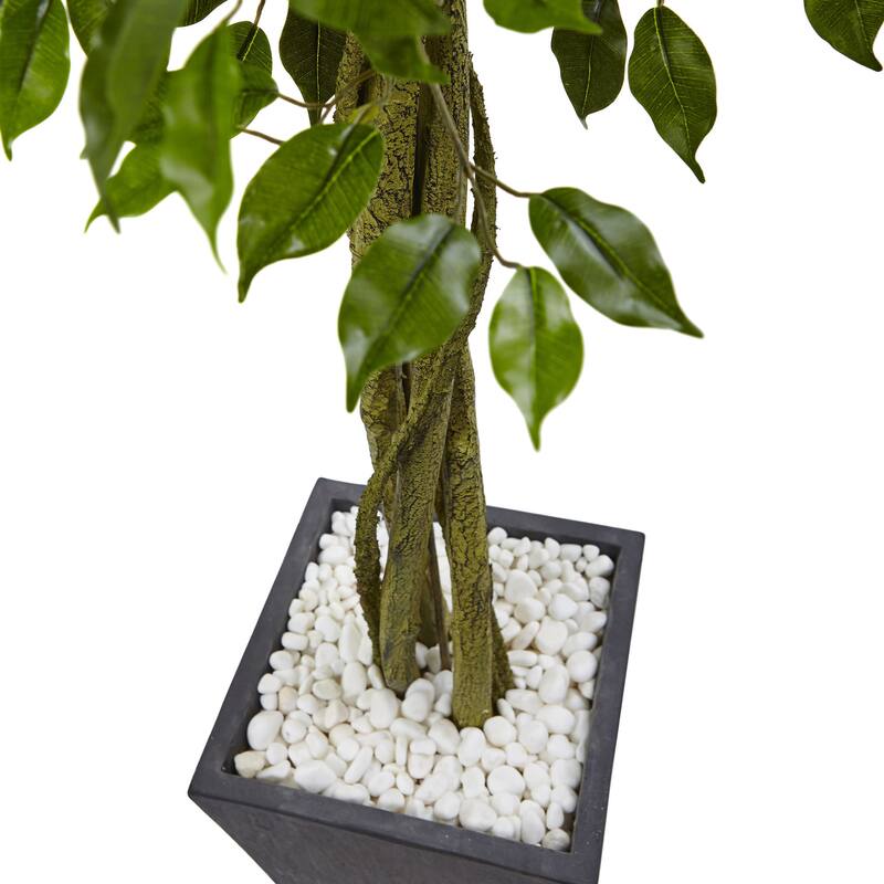 Nearly Natural Grey 6.5-foot Ficus Tree Indoor or Outdoor Planter
