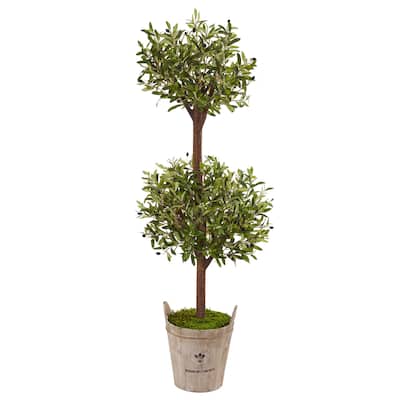Nearly Natural 5-foot Olive Tree in Farmhouse Planter