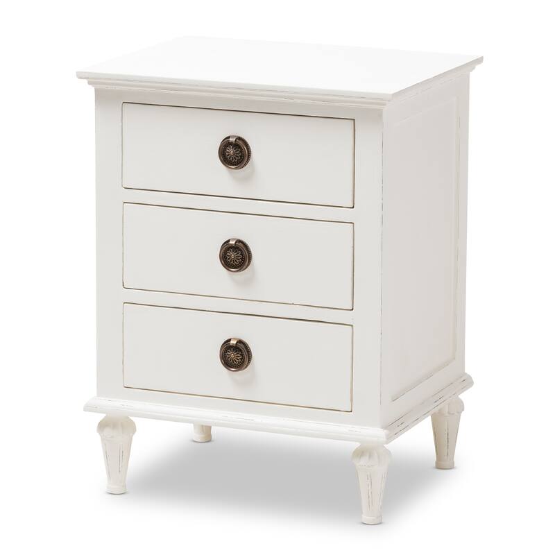 Rustic Wood 3-Drawer Nightstand by Baxton Studio