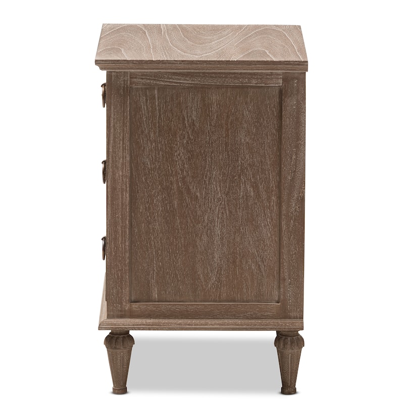 Rustic Wood 3-Drawer Nightstand by Baxton Studio
