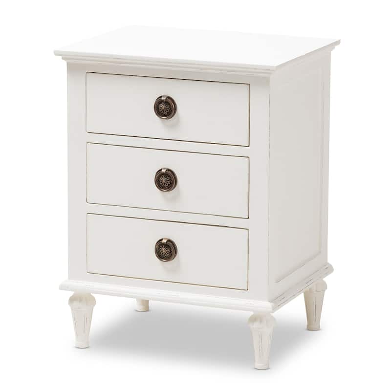 Rustic Wood 3-Drawer Nightstand by Baxton Studio